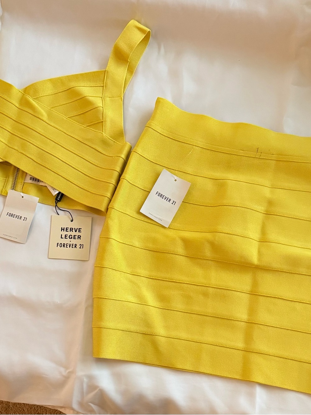 Herve Leger Bright Yellow Bandage Skirt Set